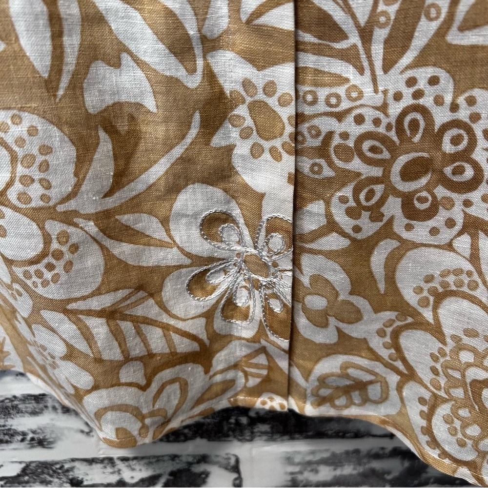 Laura Ashley Beige & White Floral Embroidered Linen Tunic Size L - Picture 6 of 7